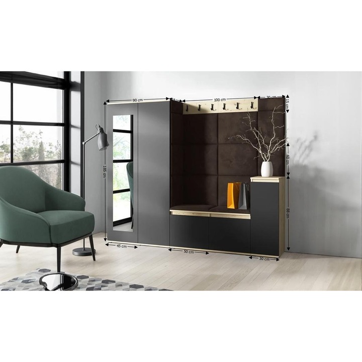 Cuier Hol Max 27 Culoare Maro inchis cu Artisan 220x185x40 cm