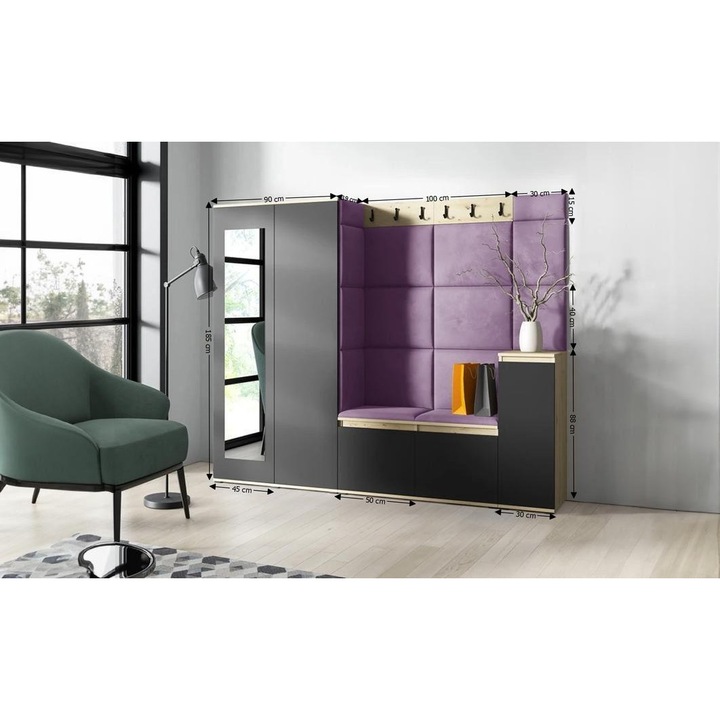 Cuier Hol Max 27 Culoare Mov cu Artisan 220x185x40 cm