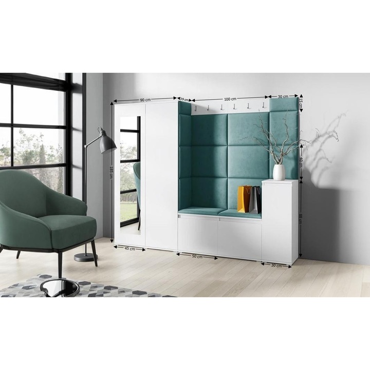 Cuier Hol Max 27 Culoare Verde inchis cu Alb 220x185x40 cm