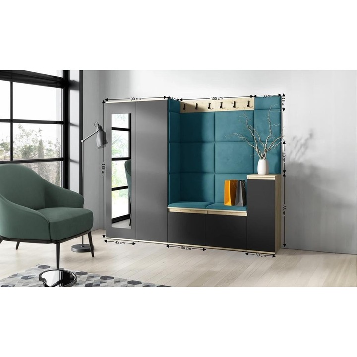 Cuier Hol Max 27 Culoare Albastru deshcis cu Artisan 220x185x40 cm