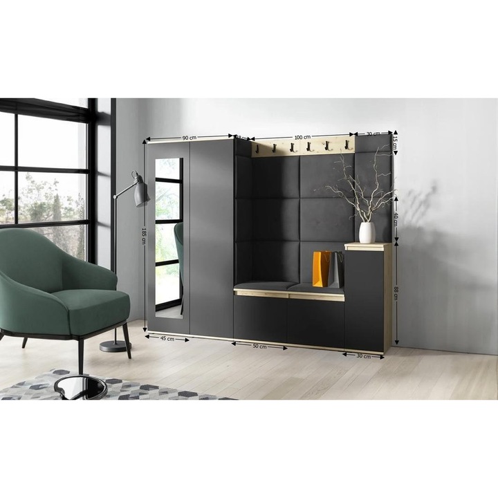 Cuier Hol Max 27 Culoare Gri grafit cu Artisan 220x185x40 cm