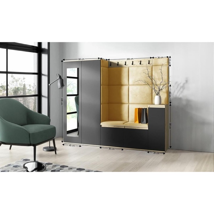 Cuier Hol Max 27 Culoare Galben cu Artisan 220x185x40 cm