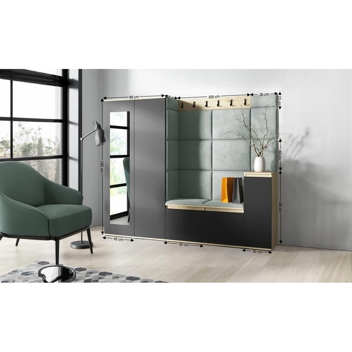 Cuier Hol Max 27 Culoare Verde menta cu Artisan 220x185x40 cm