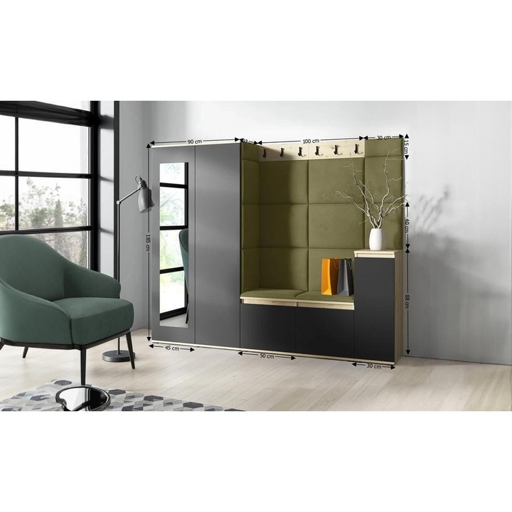 Cuier Hol Max 27 Culoare Verde iarba cu Artisan 220x185x40 cm