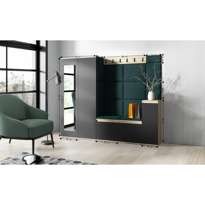 Cuier Hol Max 27 Culoare Verde inchis cu Artisan 220x185x40 cm