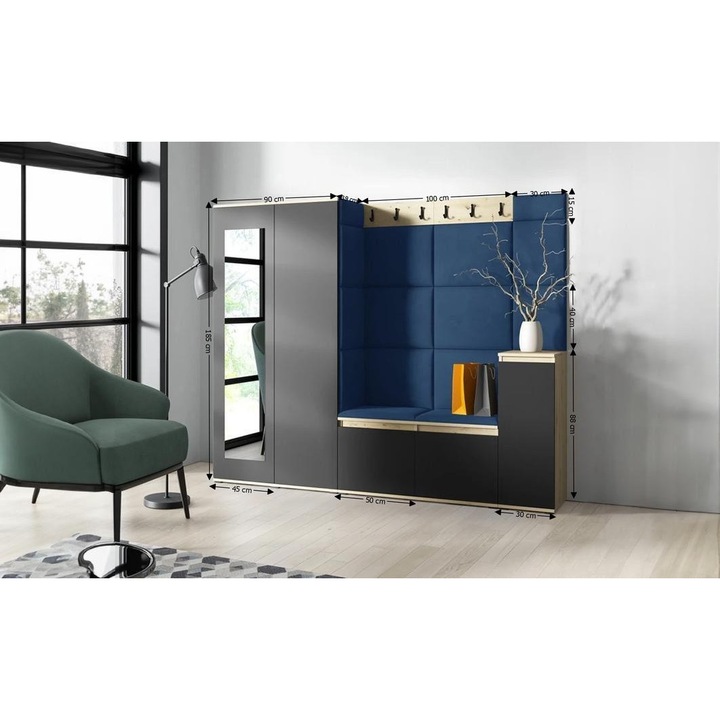 Cuier Hol Max 27 Culoare Albastru cu Artisan 220x185x40 cm