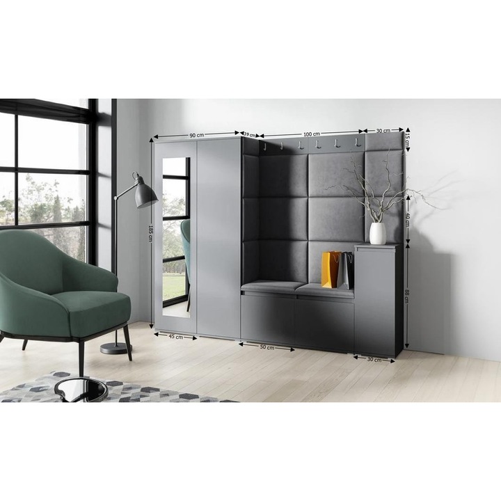 Cuier Hol Max 27 Culoare Negru cu Grafit 220x185x40 cm