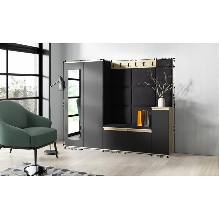 Cuier Hol Max 27 Culoare Negru cu Artisan 220x185x40 cm