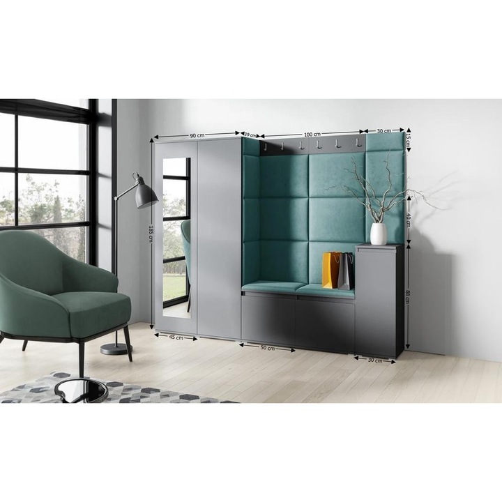 Cuier Hol Max 27 Culoare Verde inchis cu Grafit 220x185x40 cm