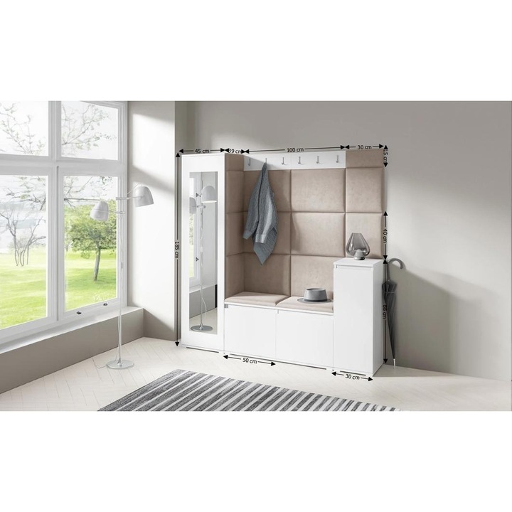 Cuier Hol Max 28 Culoare Gri antracit cu Alb 175x185x40 cm