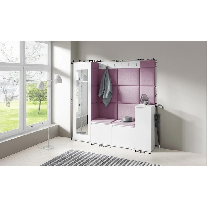 Cuier Hol Max 28 Culoare Mov cu Alb 175x185x40 cm