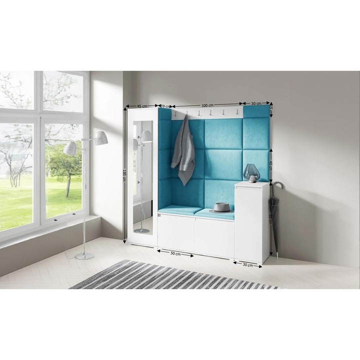 Cuier Hol Max 28 Culoare Albastru deshcis cu Alb 175x185x40 cm