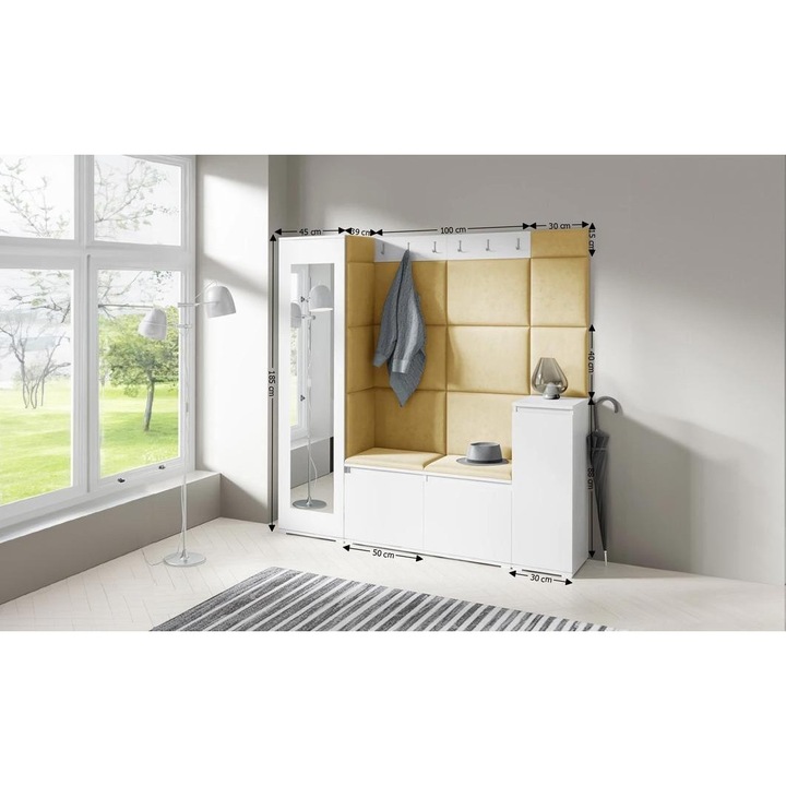 Cuier Hol Max 28 Culoare Galben cu Alb 175x185x40 cm