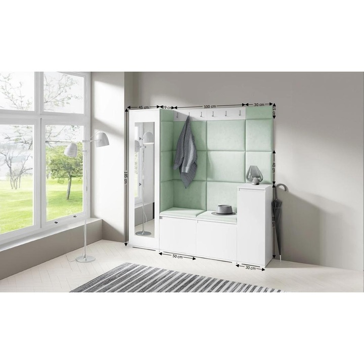Cuier Hol Max 28 Culoare Verde menta cu Alb 175x185x40 cm