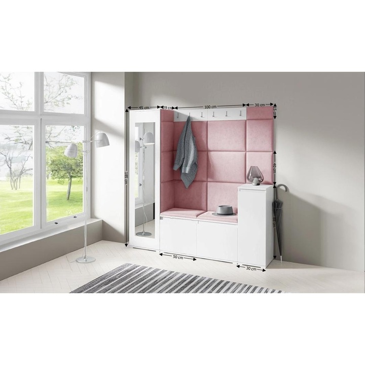 Cuier Hol Max 28 Culoare Rose cu Alb 175x185x40 cm