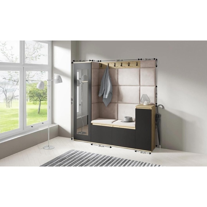 Cuier Hol Max 28 Culoare Bej cu Artisan 175x185x40 cm