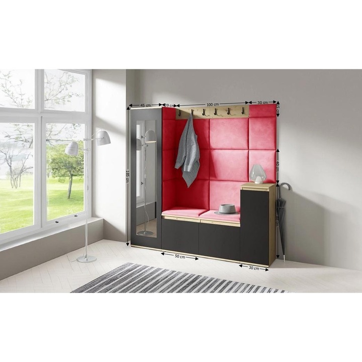 Cuier Hol Max 28 Culoare Rosus cu Artisan 175x185x40 cm