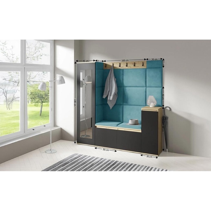 Cuier Hol Max 28 Culoare Albastru deshcis cu Artisan 175x185x40 cm