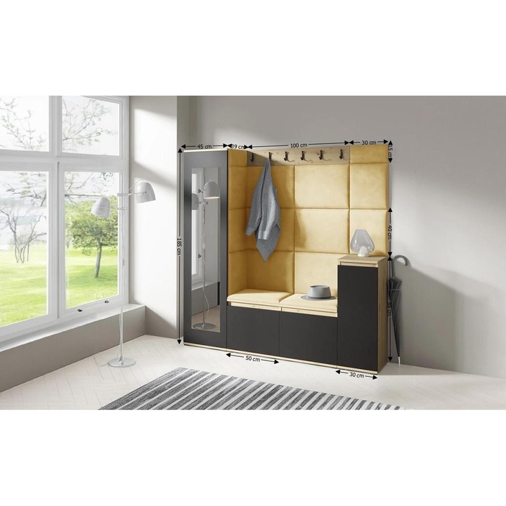 Cuier Hol Max 28 Culoare Galben cu Artisan 175x185x40 cm