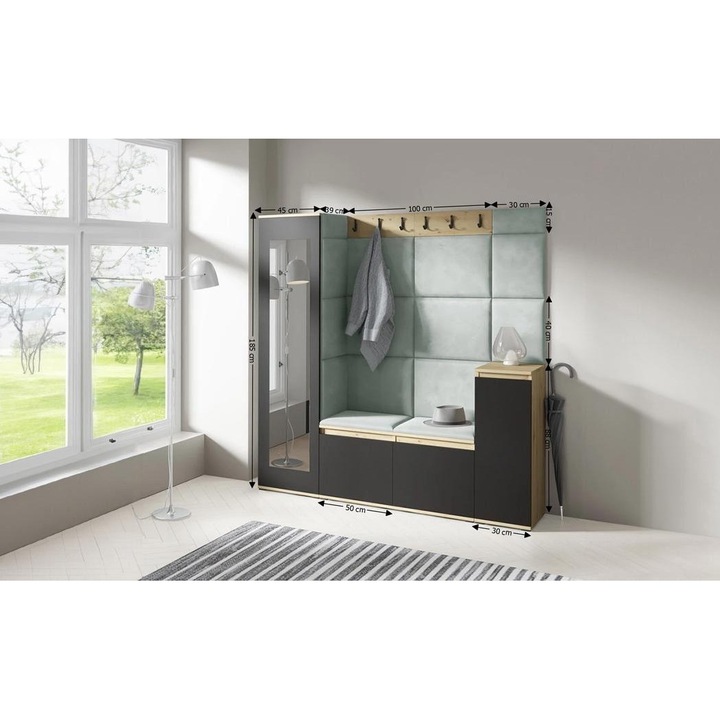 Cuier Hol Max 28 Culoare Verde menta cu Artisan 175x185x40 cm