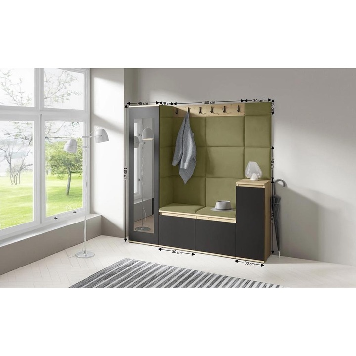 Cuier Hol Max 28 Culoare Verde iarba cu Artisan 175x185x40 cm