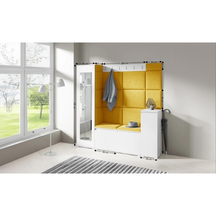 Cuier Hol Max 28 Culoare Galben mustar cu Alb 175x185x40 cm