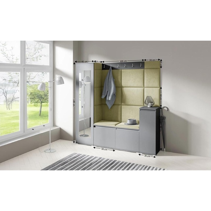 Cuier Hol Max 28 Culoare Verde iarba cu Grafit 175x185x40 cm