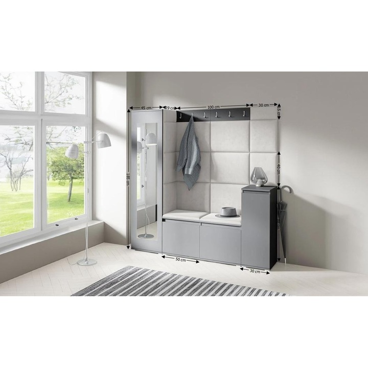 Cuier Hol Max 28 Culoare Crem cu Grafit 175x185x40 cm