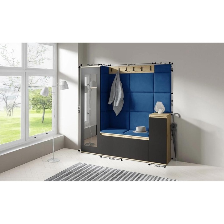 Cuier Hol Max 28 Culoare Albastru cu Artisan 175x185x40 cm