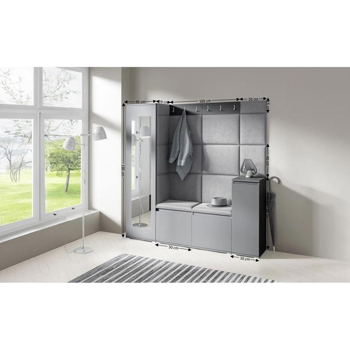 Cuier Hol Max 28 Culoare Gri grafit cu Grafit 175x185x40 cm