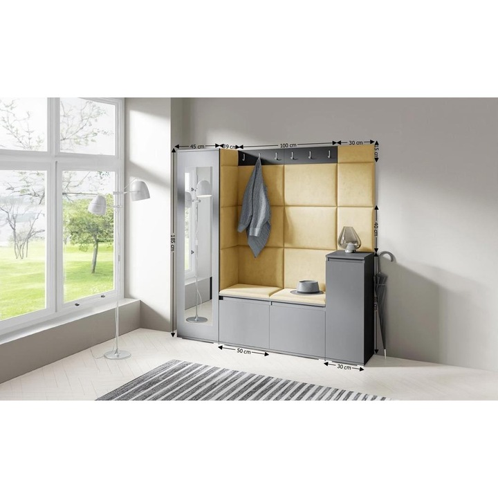 Cuier Hol Max 28 Culoare Galben cu Grafit 175x185x40 cm