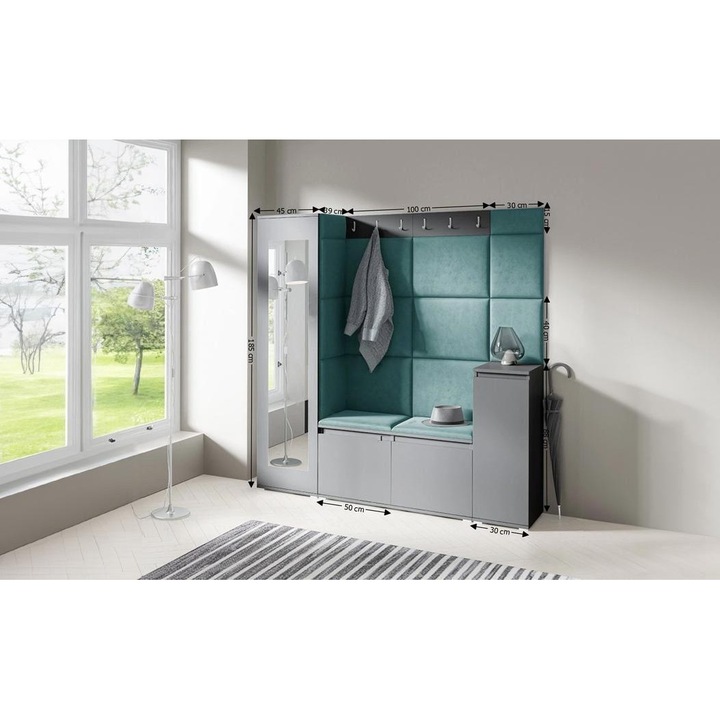 Cuier Hol Max 28 Culoare Verde inchis cu Grafit 175x185x40 cm