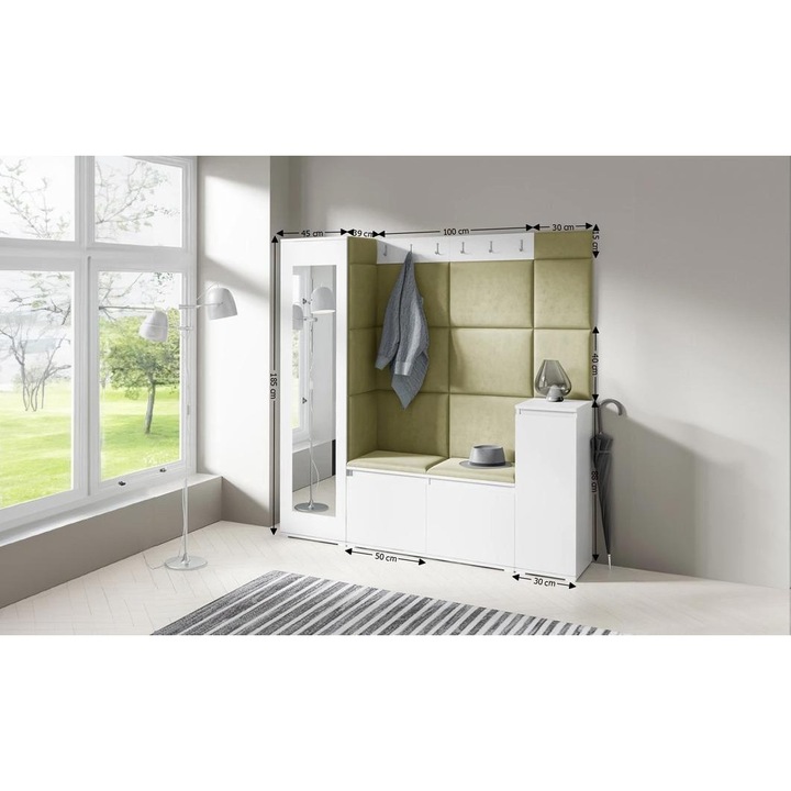 Cuier Hol Max 28 Culoare Verde iarba cu Alb 175x185x40 cm