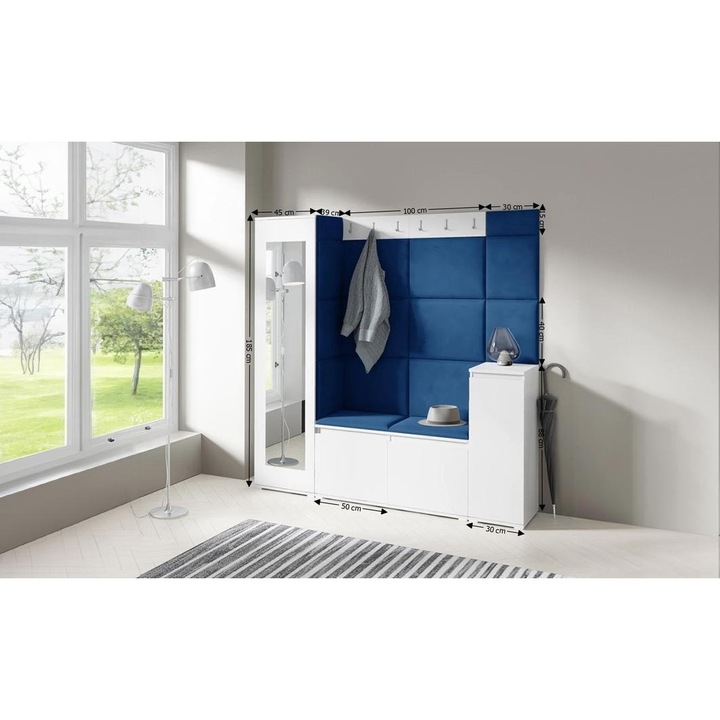 Cuier Hol Max 28 Culoare Albastru cu Alb 175x185 cm