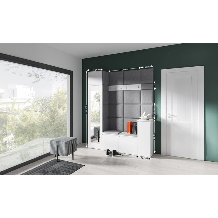 Cuier Hol Max 29 Culoare Gri grafit cu Alb 175x225x40 cm