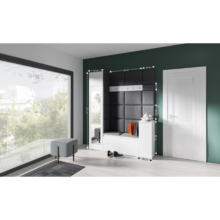 Cuier Hol Max 29 Culoare Negru cu Alb 175x225x40 cm