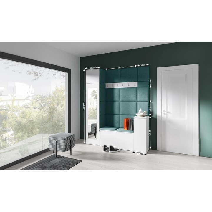Cuier Hol Max 29 Culoare Verde inchis cu Alb 175x225x40 cm