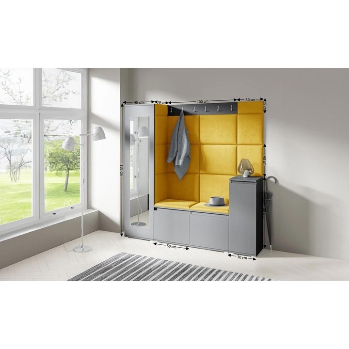 Cuier Hol Max 28 Culoare Galben mustar cu Grafit 175x185x40 cm