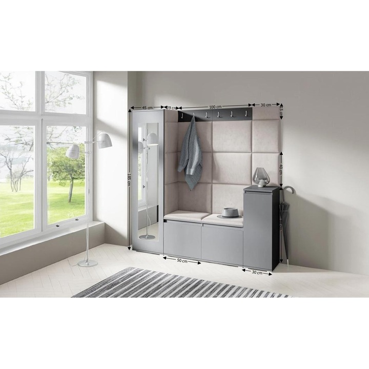 Cuier Hol Max 28 Culoare Bej cu Grafit 175x185x40 cm