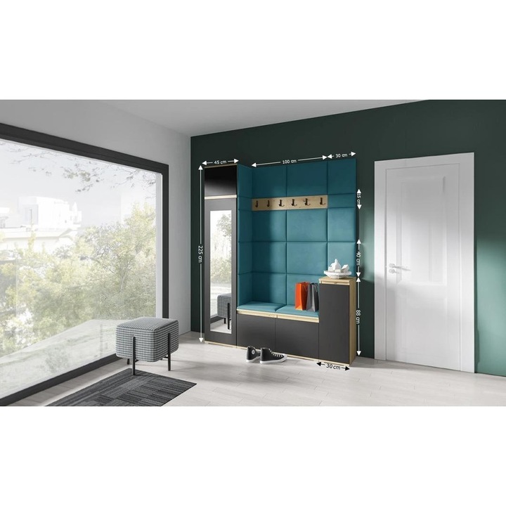 Cuier Hol Max 29 Culoare Albastru deshcis cu Artisan 175x225x40 cm