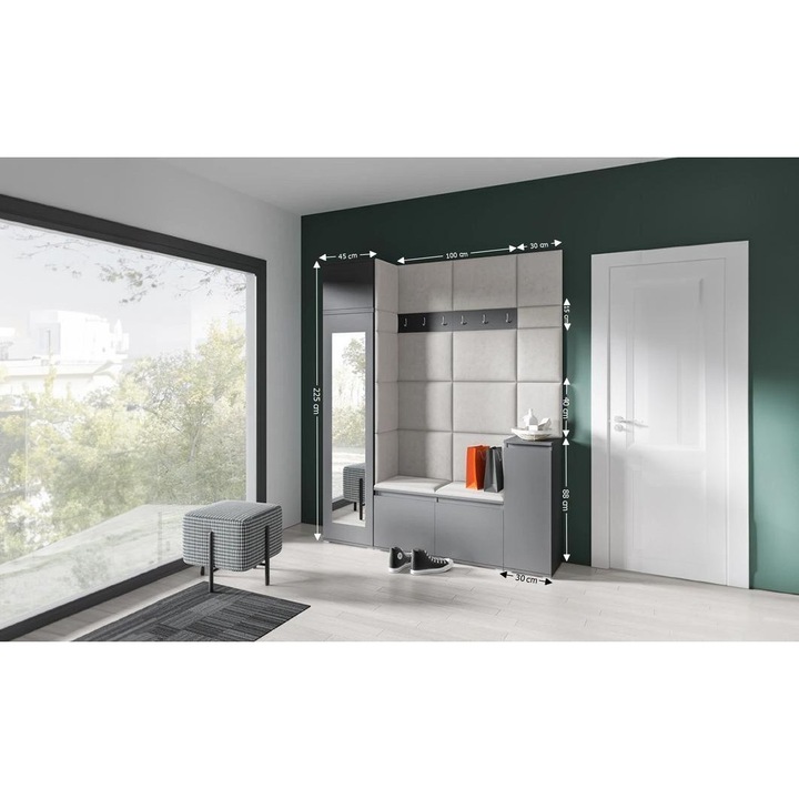 Cuier Hol Max 29 Culoare Crem cu Grafit 175x225x40 cm