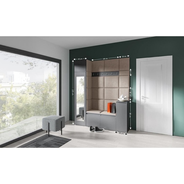 Cuier Hol Max 29 Culoare Gri antracit cu Grafit 175x225x40 cm