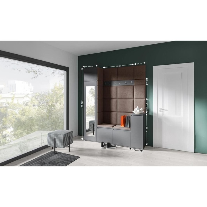 Cuier Hol Max 29 Culoare Maro inchis cu Grafit 175x225x40 cm