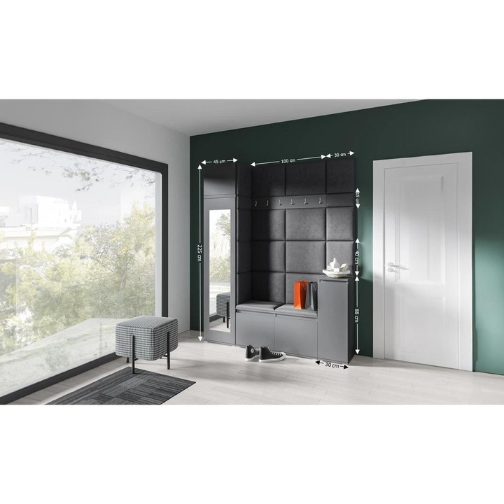 Cuier Hol Max 29 Culoare Negru cu Grafit 175x225x40 cm