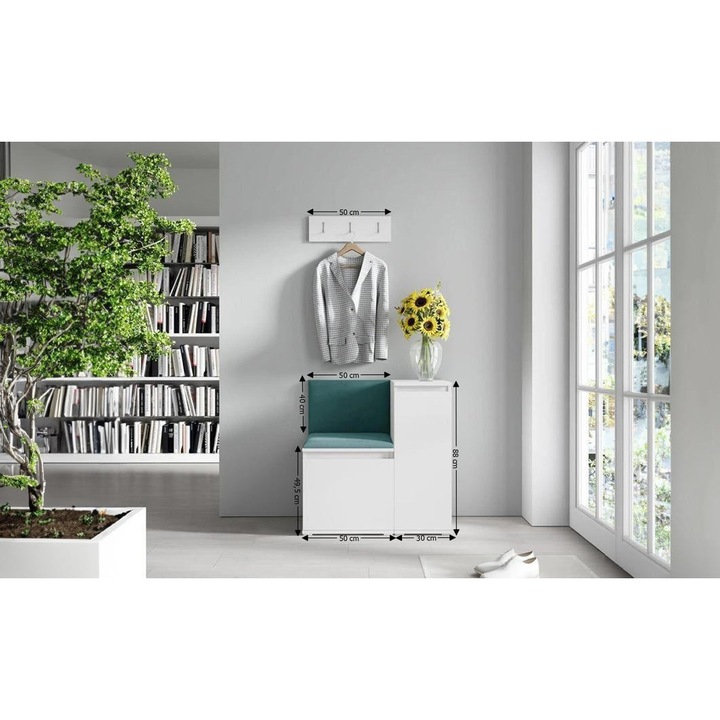 Cuier Hol Max 30 Culoare Verde inchis cu Alb 80x88x40 cm