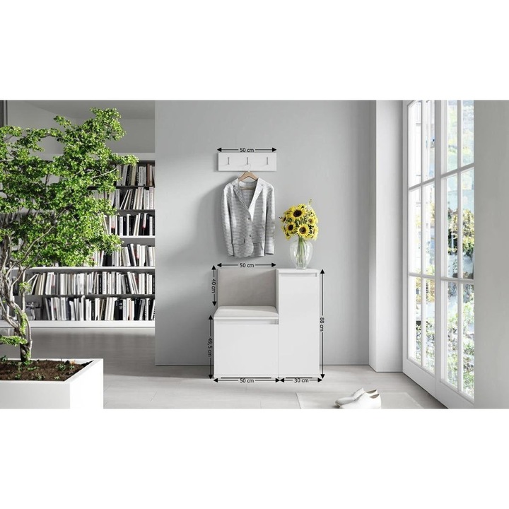 Cuier Hol Max 30 Culoare Crem cu Alb 80x88x40 cm