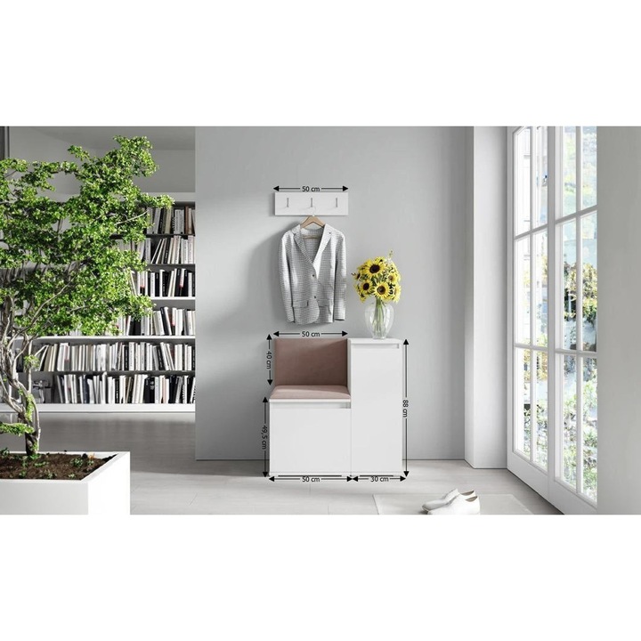 Cuier Hol Max 30 Culoare Maro cu Alb 80x88x40 cm