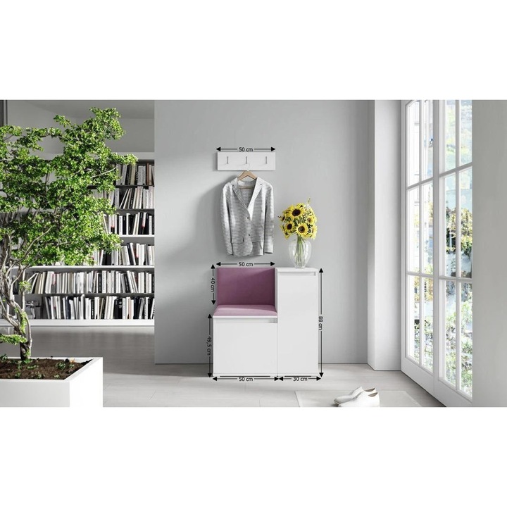 Cuier Hol Max 30 Culoare Mov cu Alb 80x88x40 cm