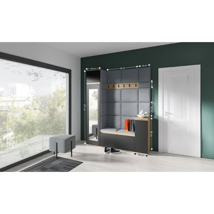 Cuier Hol Max 29 Culoare Gri cu Artisan 175x225x40 cm