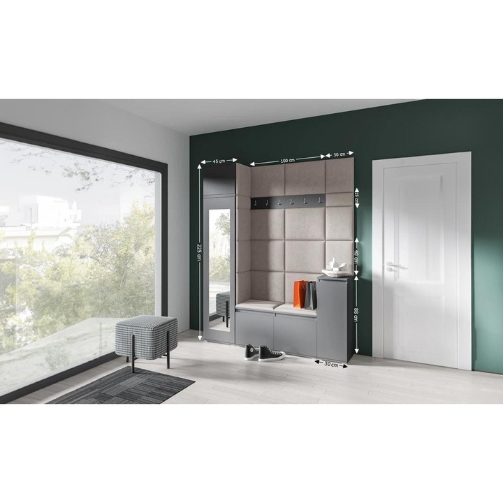 Cuier Hol Max 29 Culoare Bej cu Grafit 175x225x40 cm